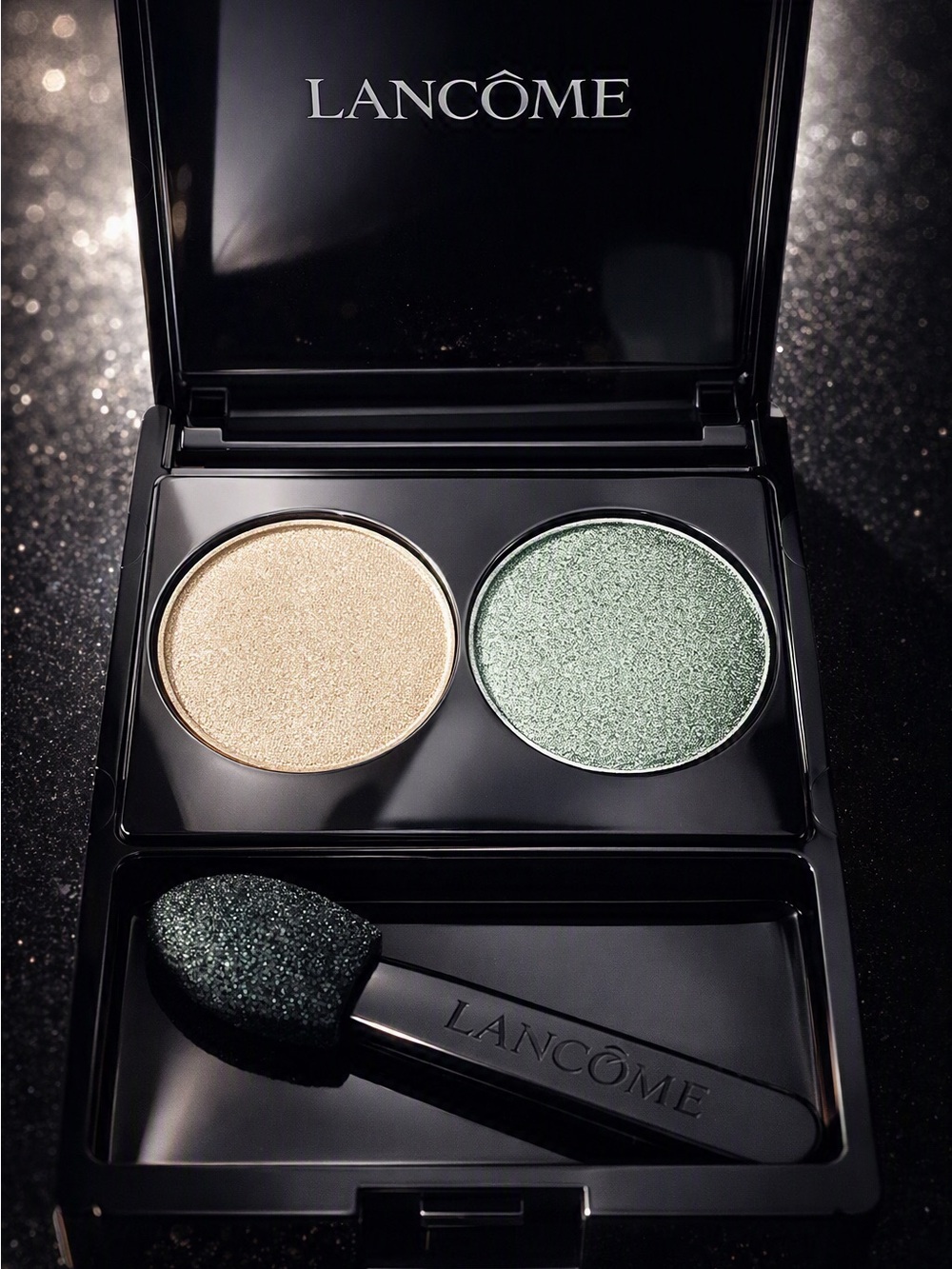 Lancome Colour Focus Shimmer Duo Eyeshadow Palette Sage Green Gold Travel Size